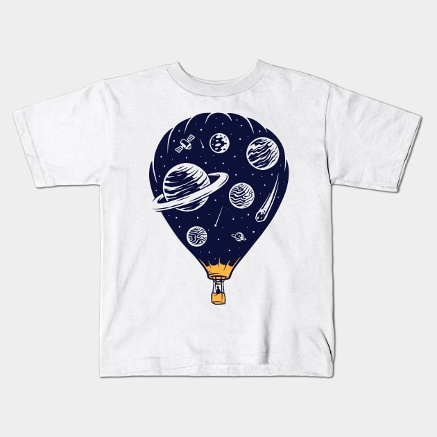 Space Traveling Kids T-Shirt by Cloveer Studio